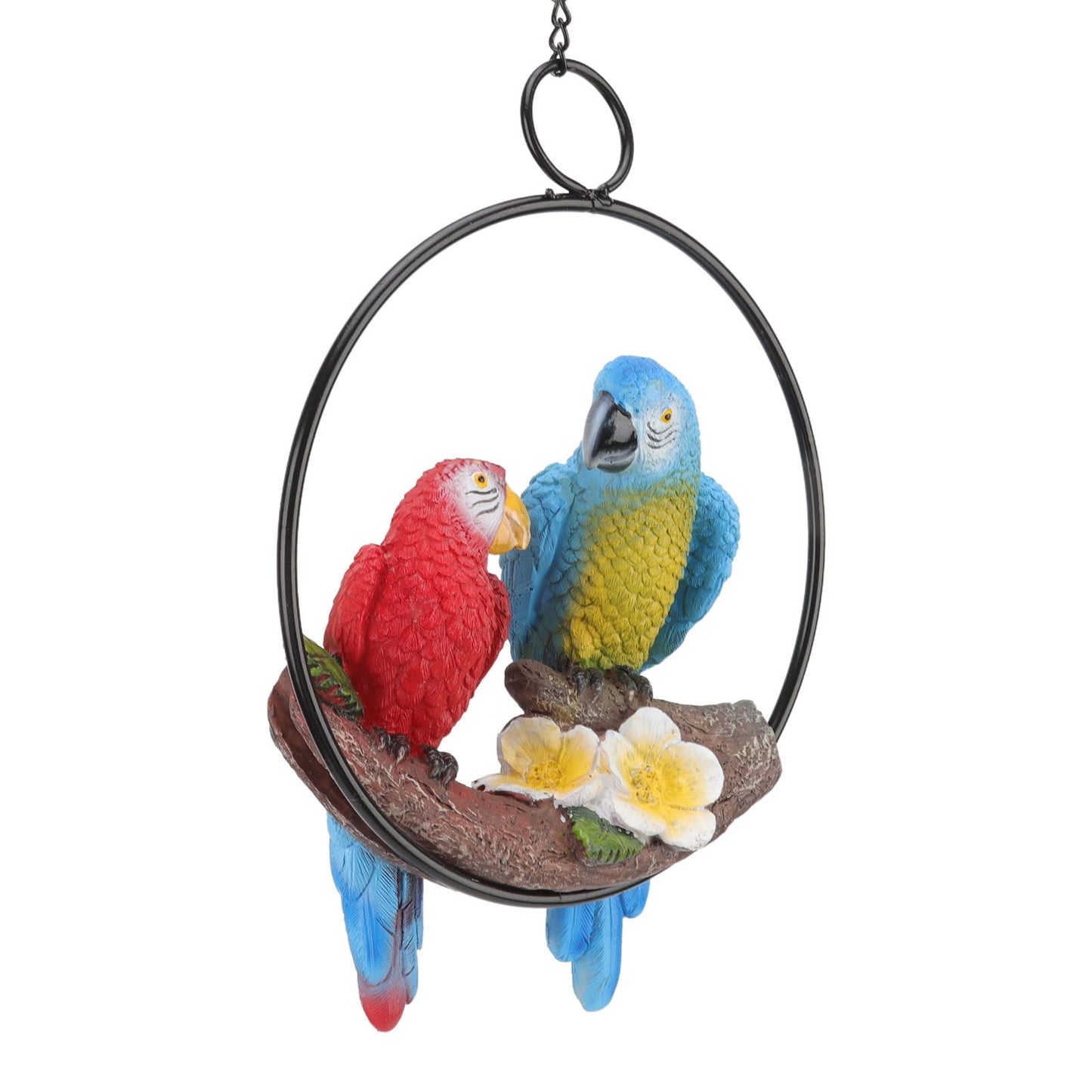 Garden Iron Ring Parrot Pendant Resin Bird Model Crafts Courtyard Balcony Decorations Small Red Blue Macaw V1294-YM0512-3111220286711