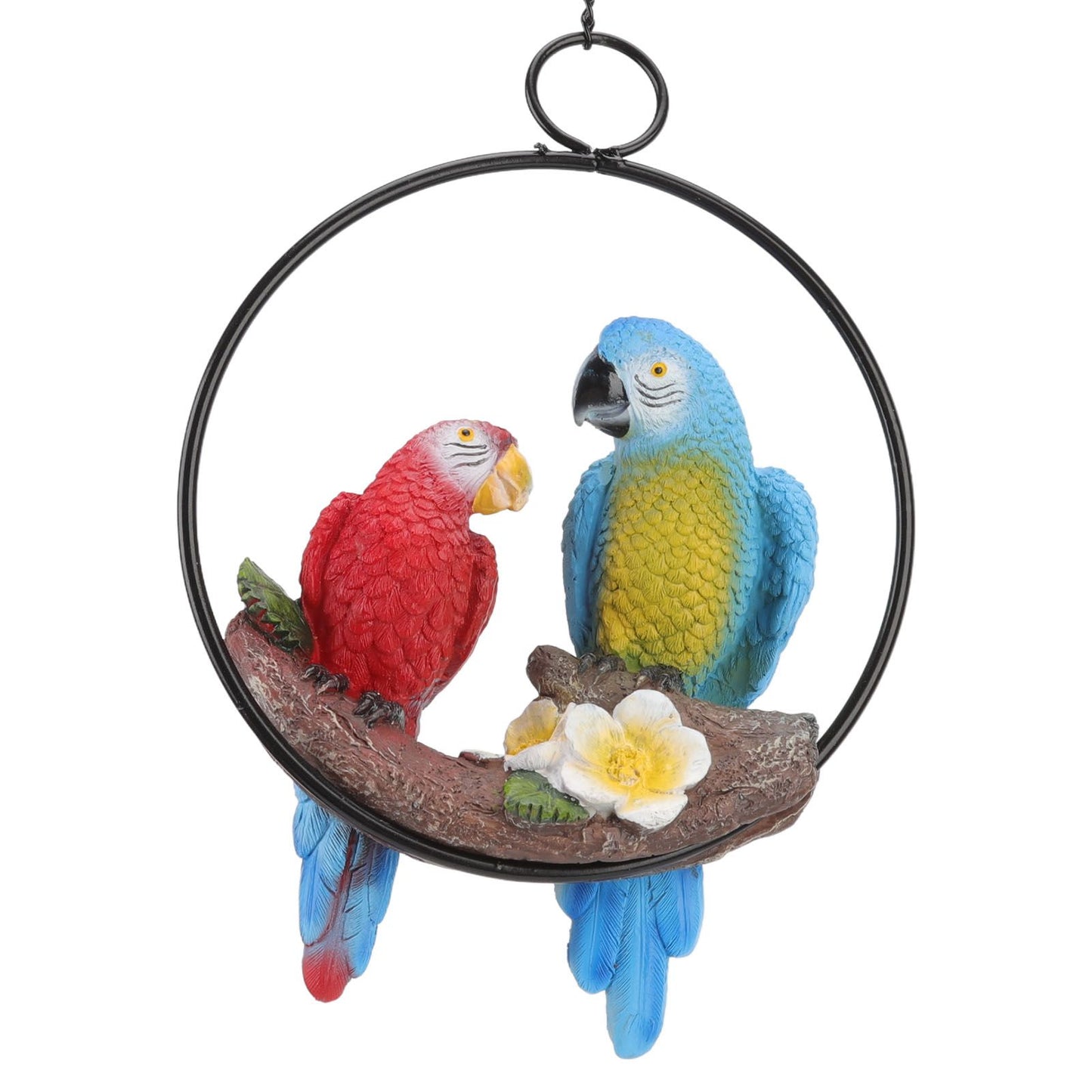 Garden Iron Ring Parrot Pendant Resin Bird Model Crafts Courtyard Balcony Decorations Small Red Blue Macaw V1294-YM0512-3111220286711