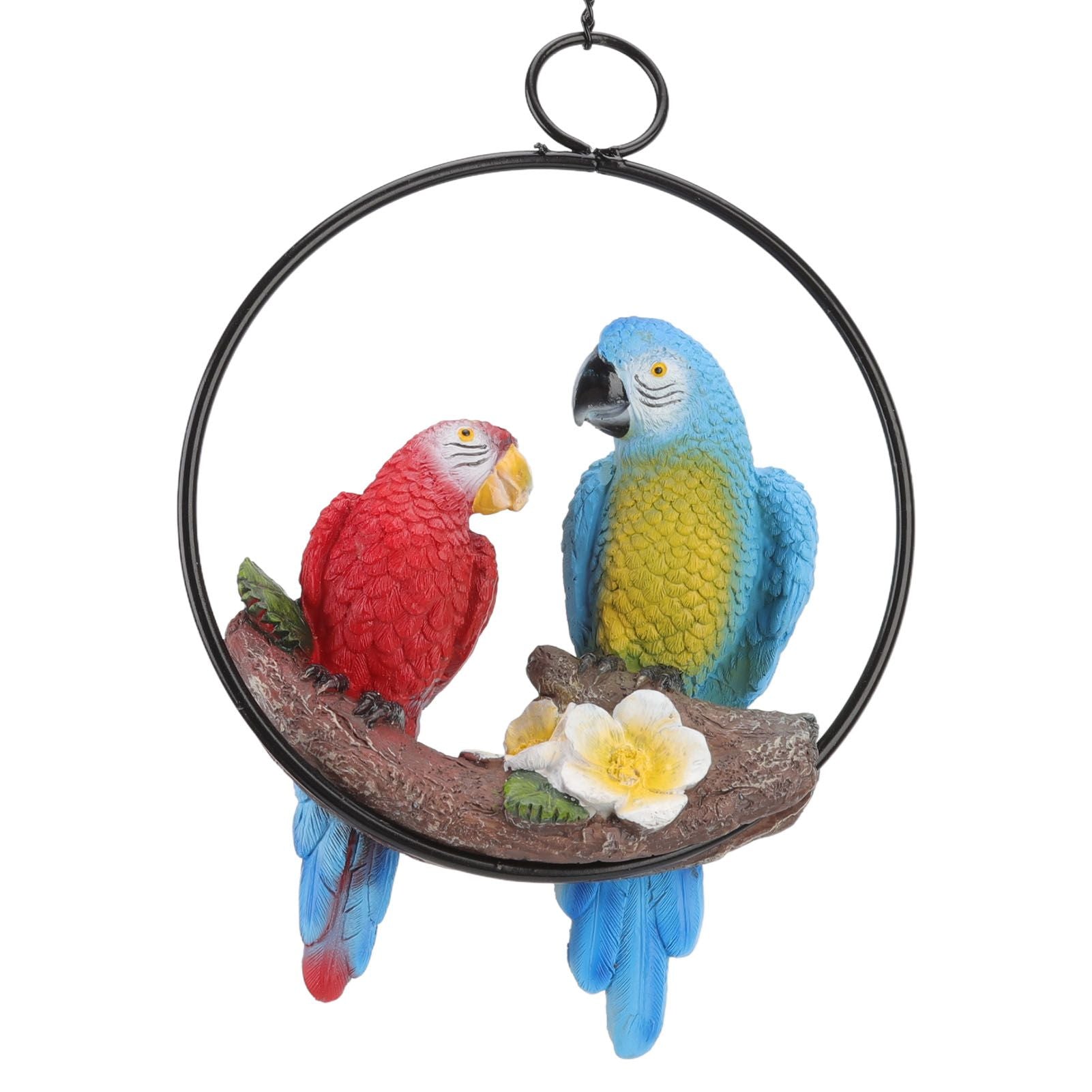 Garden Iron Ring Parrot Pendant Resin Bird Model Crafts Courtyard Balcony Decorations Small Red Blue Macaw V1294-YM0512-3111220286711