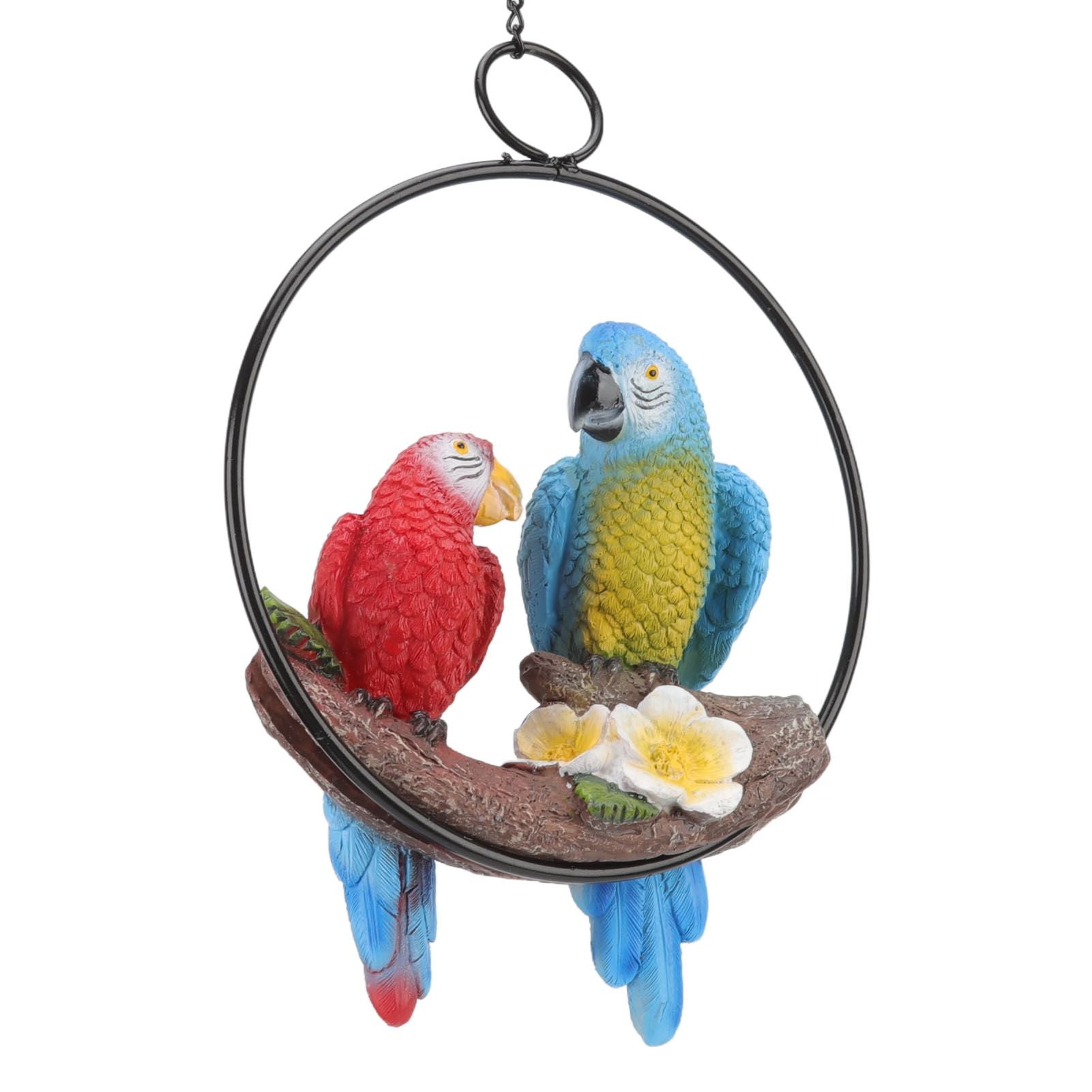 Garden Iron Ring Parrot Pendant Resin Bird Model Crafts Courtyard Balcony Decorations Small Red Blue Macaw V1294-YM0512-3111220286711