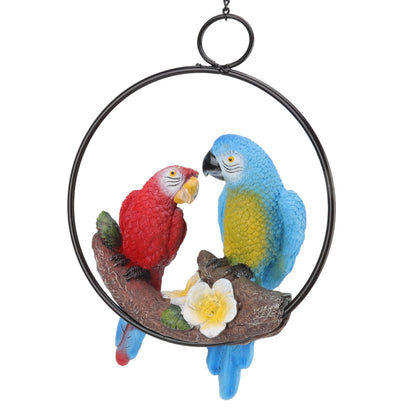 Garden Iron Ring Parrot Pendant Resin Bird Model Crafts Courtyard Balcony Decorations Small Red Blue Macaw V1294-YM0512-3111220286711