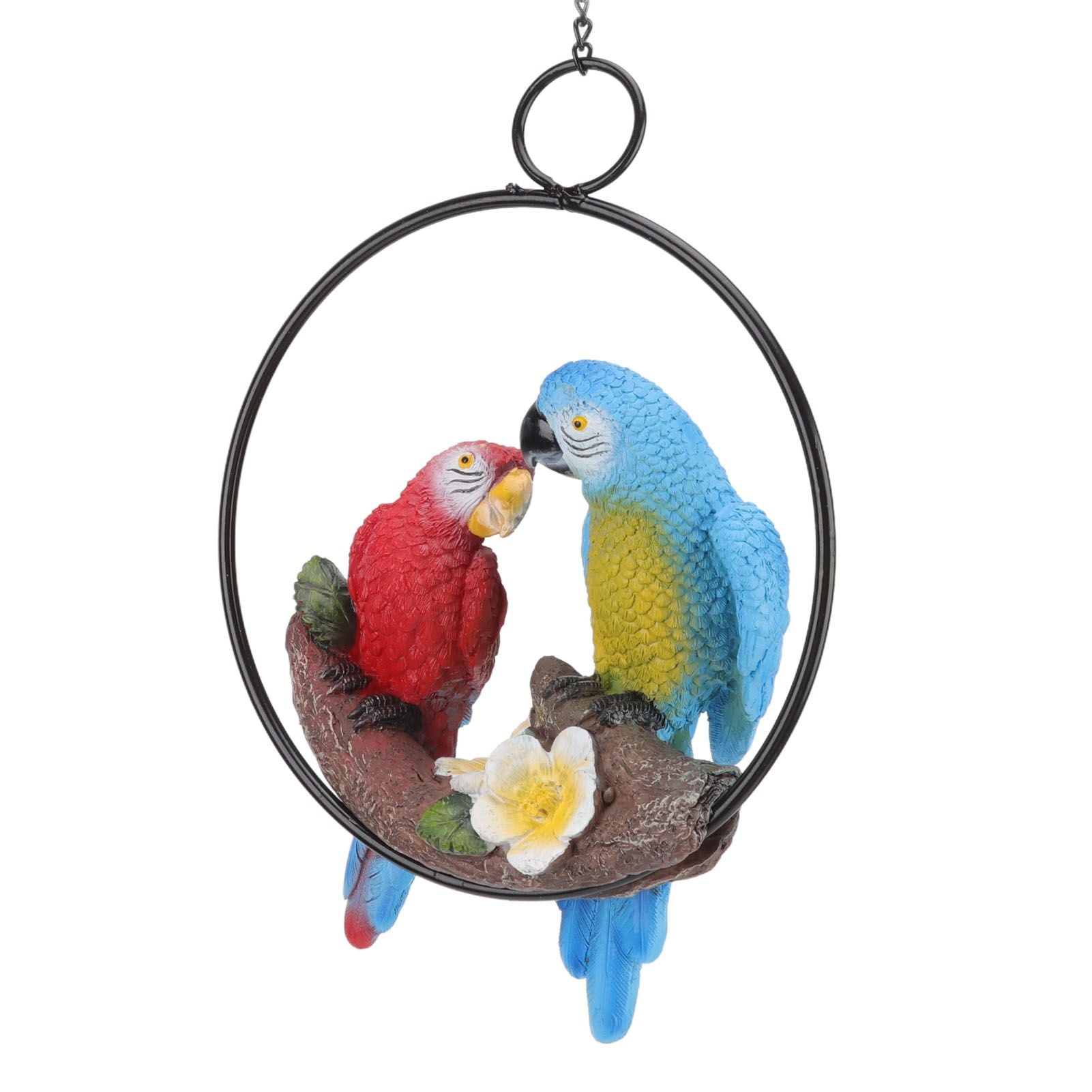Garden Iron Ring Parrot Pendant Resin Bird Model Crafts Courtyard Balcony Decorations Small Red Blue Macaw V1294-YM0512-3111220286711