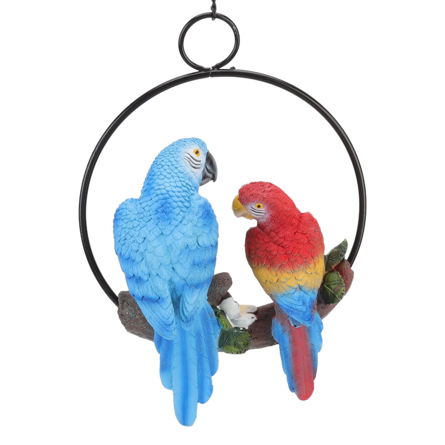 Garden Iron Ring Parrot Pendant Resin Bird Model Crafts Courtyard Balcony Decorations Small Red Blue Macaw V1294-YM0512-3111220286711