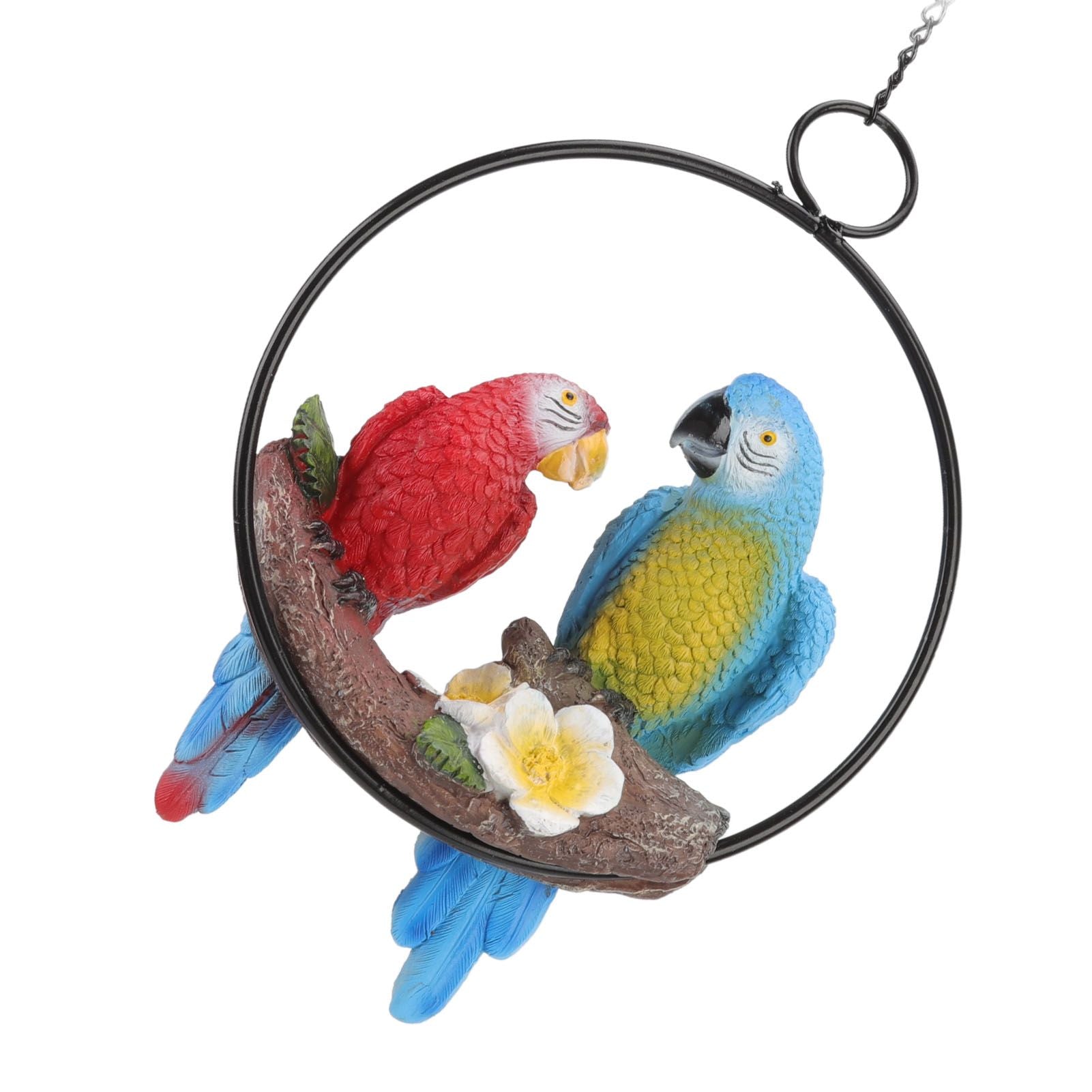 Garden Iron Ring Parrot Pendant Resin Bird Model Crafts Courtyard Balcony Decorations Small Red Blue Macaw V1294-YM0512-3111220286711