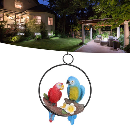 Garden Iron Ring Parrot Pendant Resin Bird Model Crafts Courtyard Balcony Decorations Small Red Blue Macaw V1294-YM0512-3111220286711