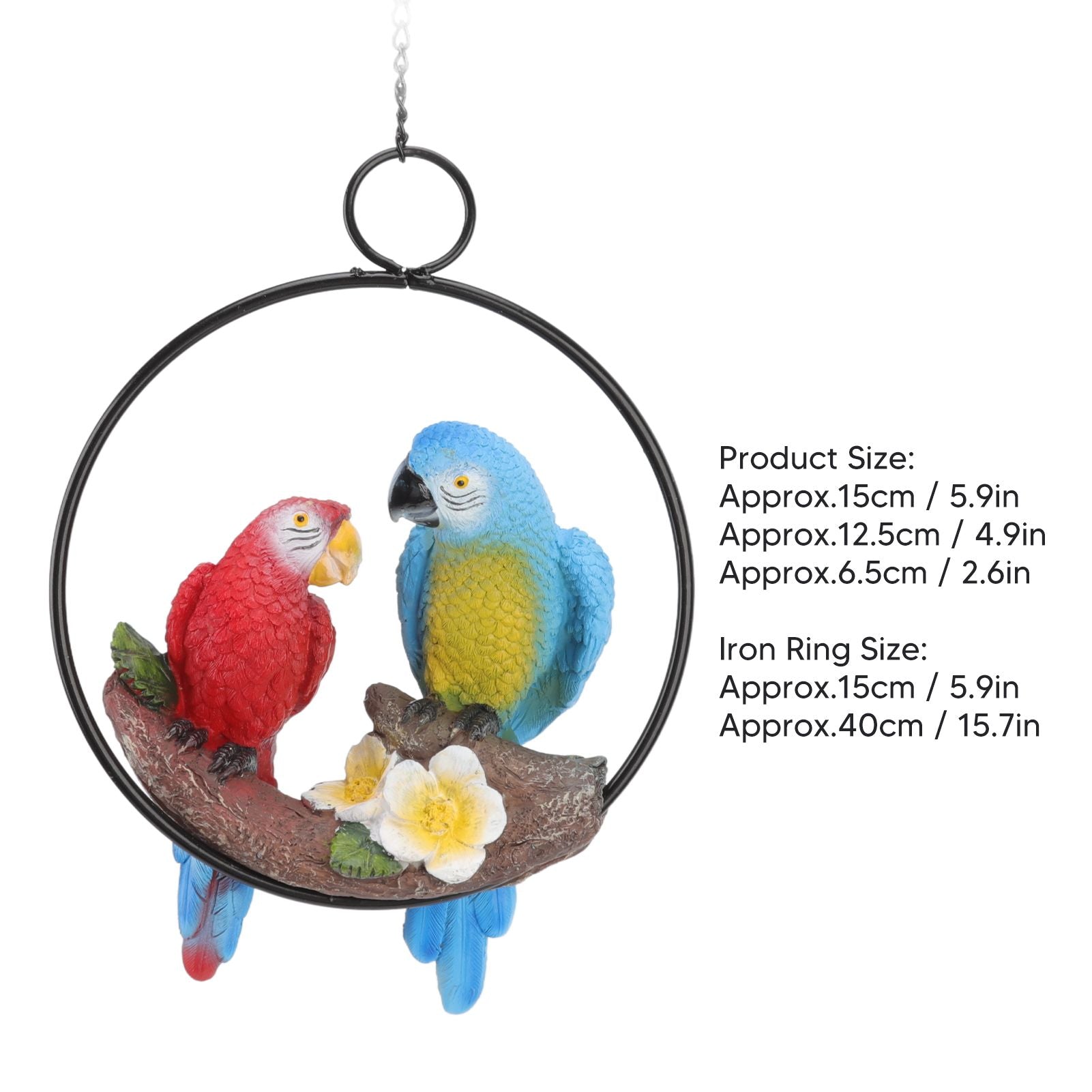 Garden Iron Ring Parrot Pendant Resin Bird Model Crafts Courtyard Balcony Decorations Small Red Blue Macaw V1294-YM0512-3111220286711