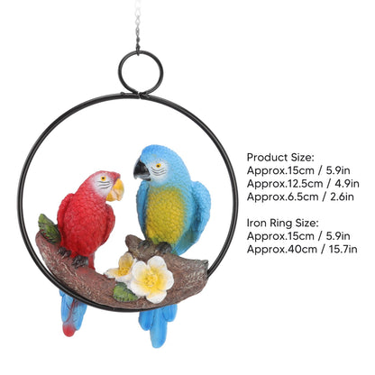 Garden Iron Ring Parrot Pendant Resin Bird Model Crafts Courtyard Balcony Decorations Small Red Blue Macaw V1294-YM0512-3111220286711