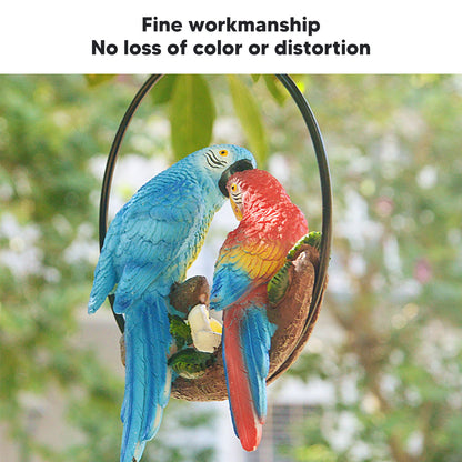 Garden Iron Ring Parrot Pendant Resin Bird Model Crafts Courtyard Balcony Decorations Small Red Blue Macaw V1294-YM0512-3111220286711