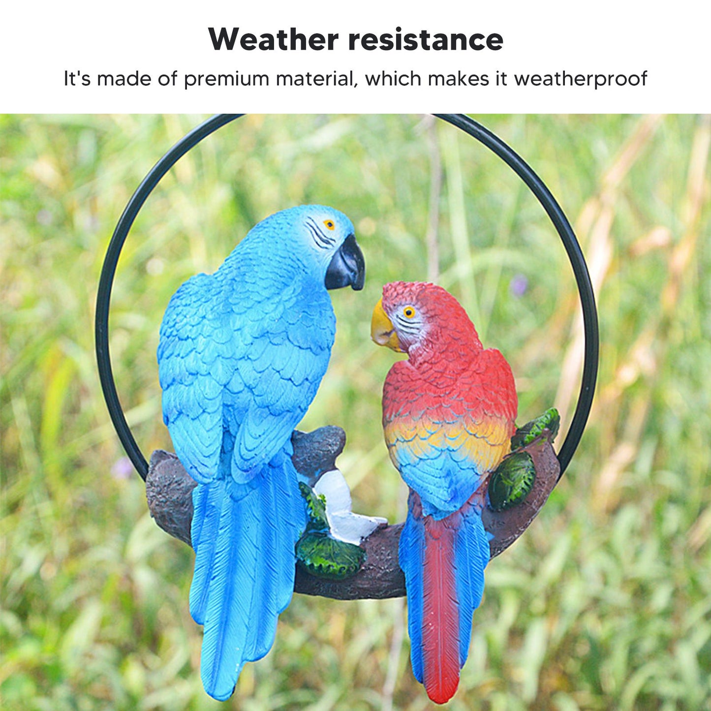 Garden Iron Ring Parrot Pendant Resin Bird Model Crafts Courtyard Balcony Decorations Small Red Blue Macaw V1294-YM0512-3111220286711