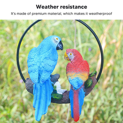 Garden Iron Ring Parrot Pendant Resin Bird Model Crafts Courtyard Balcony Decorations Small Red Blue Macaw V1294-YM0512-3111220286711