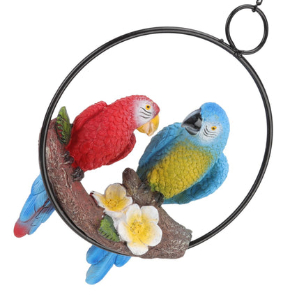 Garden Iron Ring Parrot Pendant Resin Bird Model Crafts Courtyard Balcony Decorations Small Red Blue Macaw V1294-YM0512-3111220286711