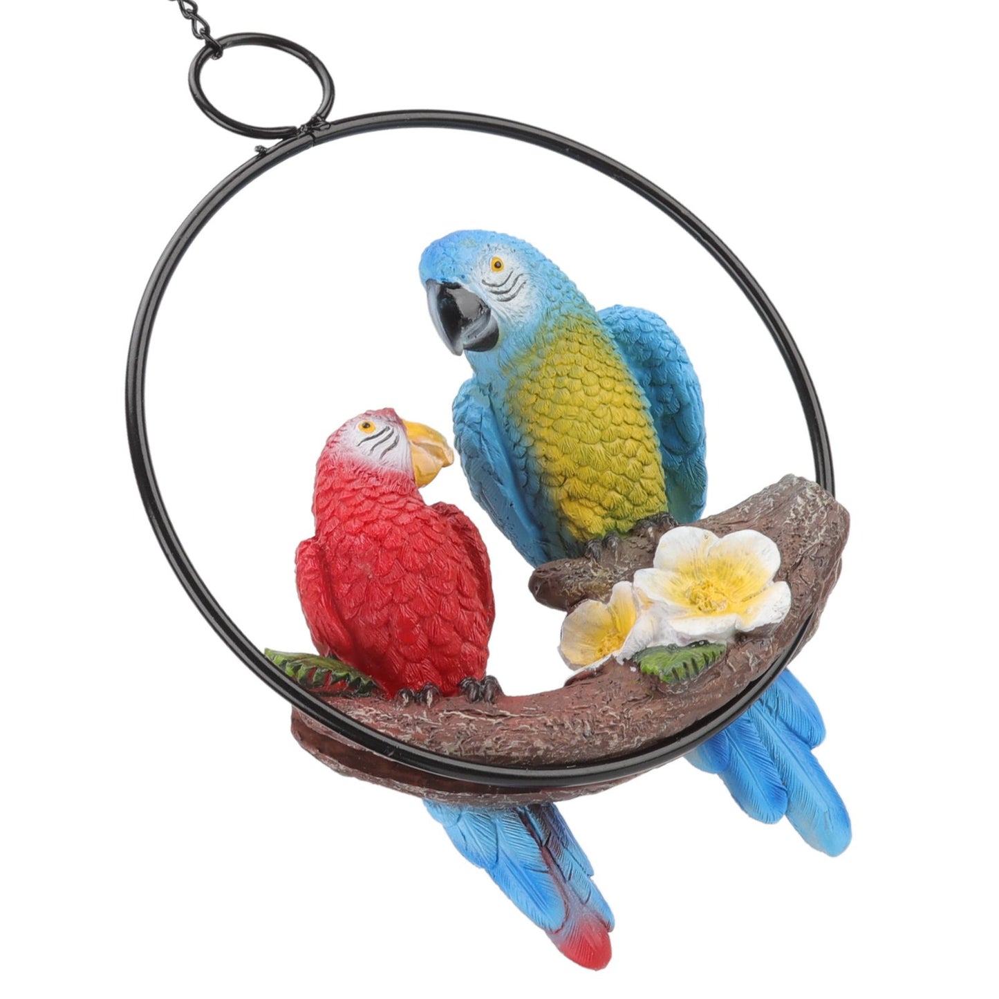 Garden Iron Ring Parrot Pendant Resin Bird Model Crafts Courtyard Balcony Decorations Small Red Blue Macaw V1294-YM0512-3111220286711