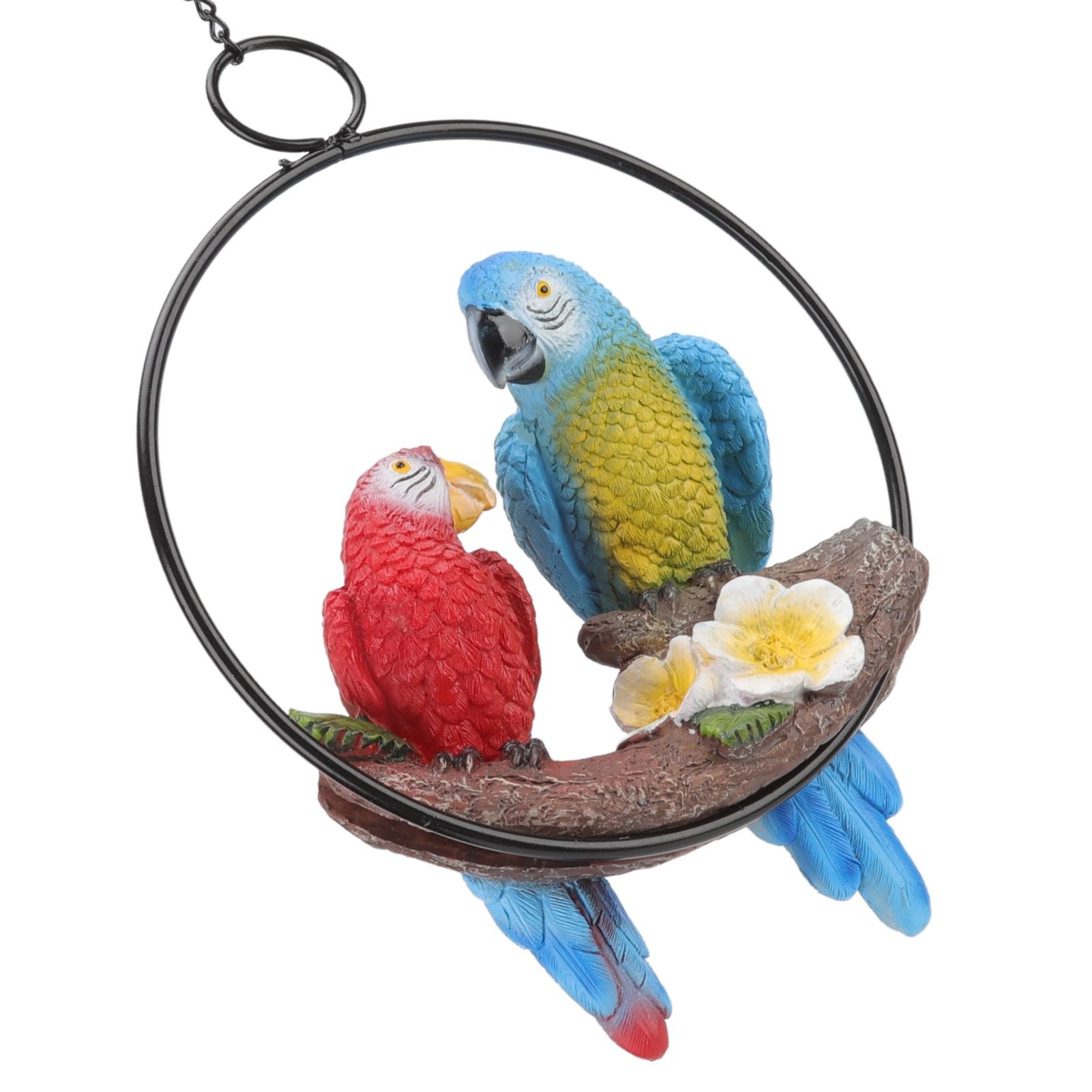 Garden Iron Ring Parrot Pendant Resin Bird Model Crafts Courtyard Balcony Decorations Small Red Blue Macaw V1294-YM0512-3111220286711