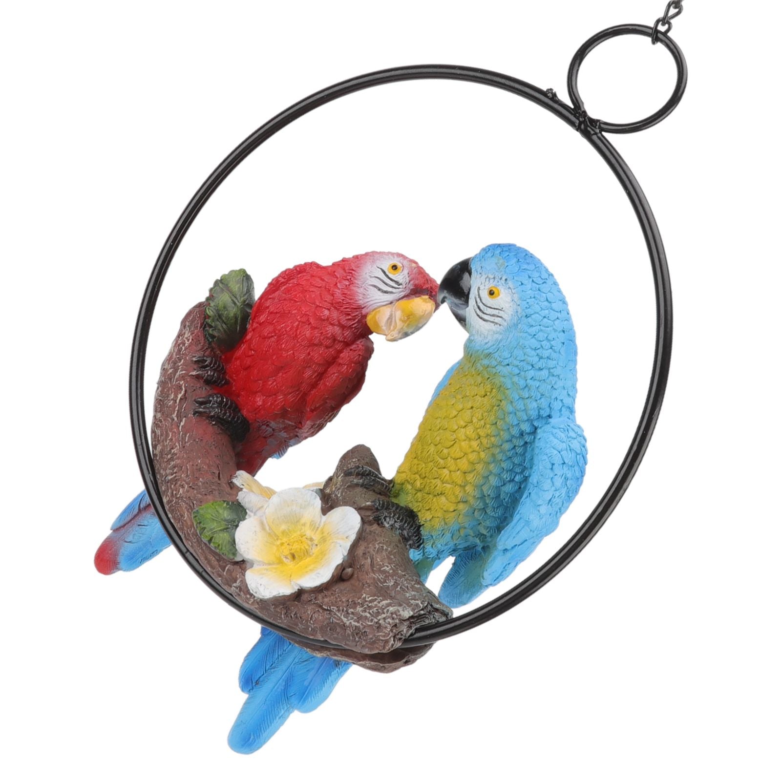Garden Iron Ring Parrot Pendant Resin Bird Model Crafts Courtyard Balcony Decorations Small Red Blue Macaw V1294-YM0512-3111220286711