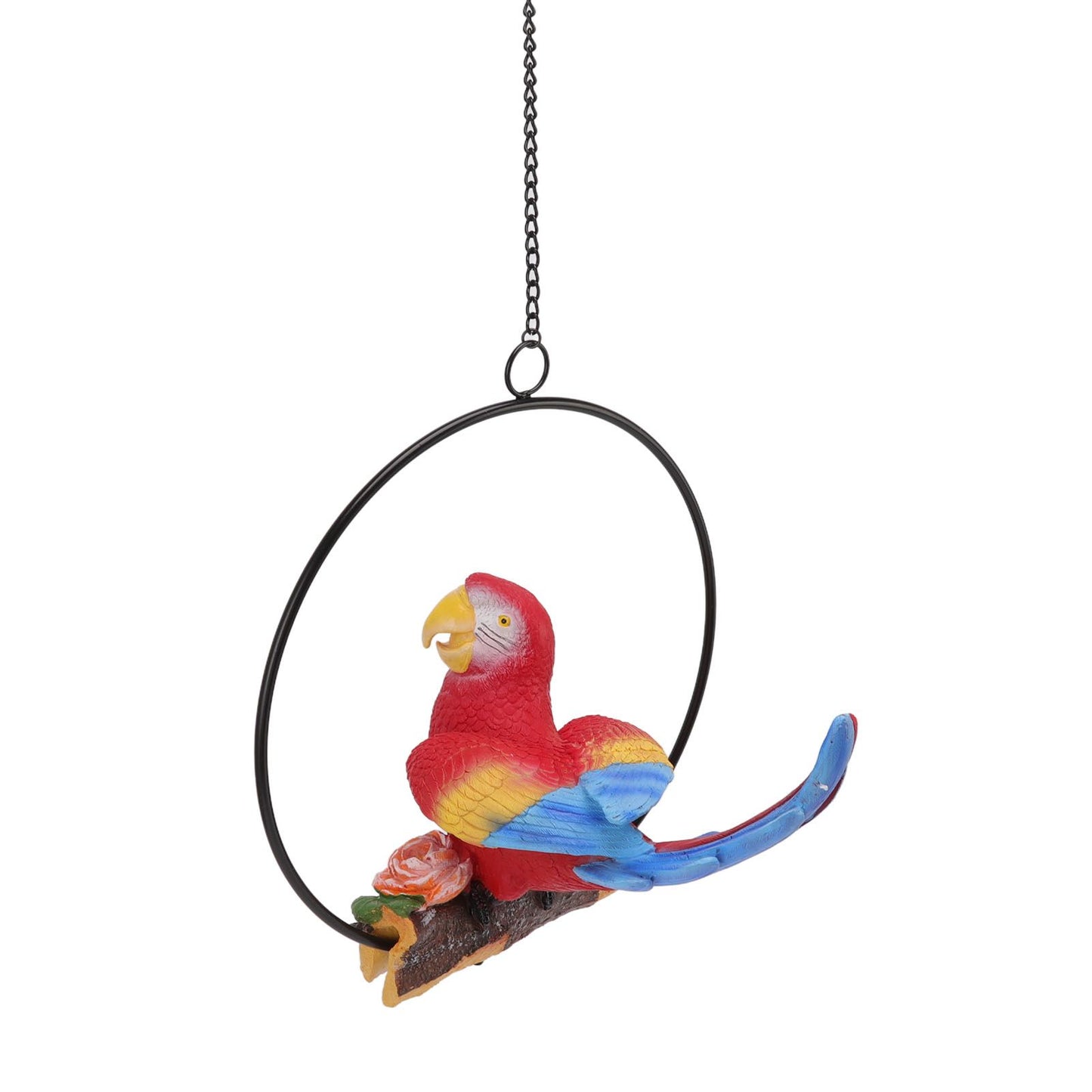 Hanging Iron Ring Parrots Resin Waterproof Exquisite Garden Hanging Parrot Statue Decor for Courtyard Balcony V1294-YM0512-3111220286911