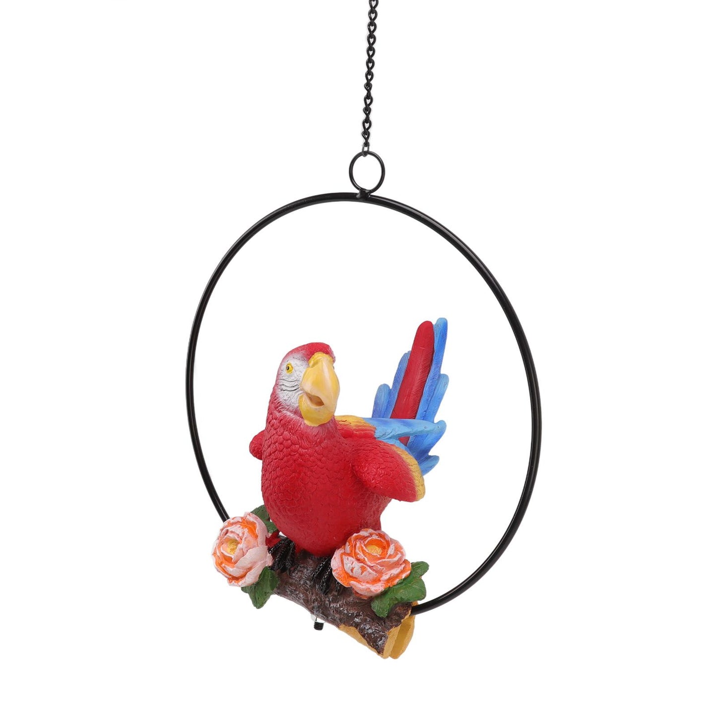 Hanging Iron Ring Parrots Resin Waterproof Exquisite Garden Hanging Parrot Statue Decor for Courtyard Balcony V1294-YM0512-3111220286911