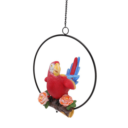 Hanging Iron Ring Parrots Resin Waterproof Exquisite Garden Hanging Parrot Statue Decor for Courtyard Balcony V1294-YM0512-3111220286911