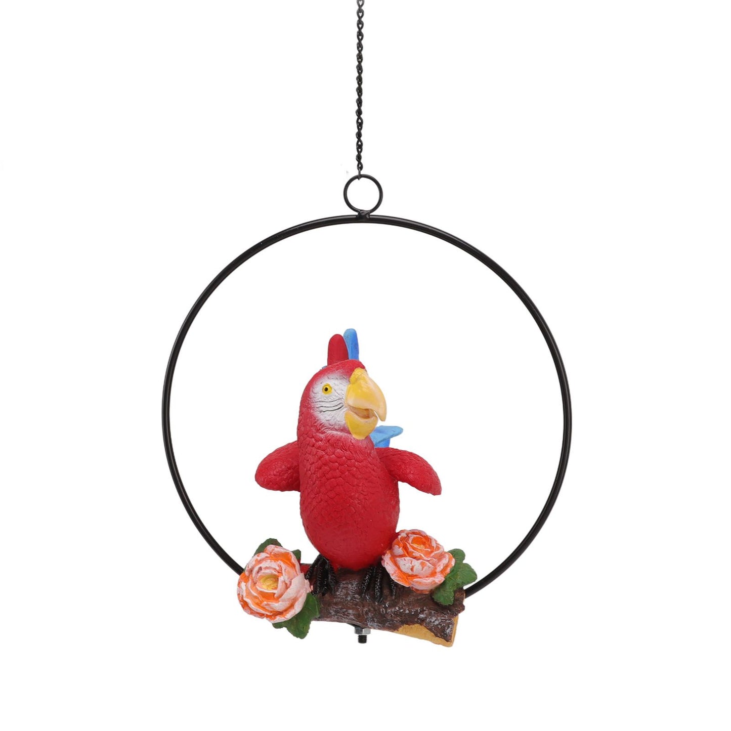 Hanging Iron Ring Parrots Resin Waterproof Exquisite Garden Hanging Parrot Statue Decor for Courtyard Balcony V1294-YM0512-3111220286911