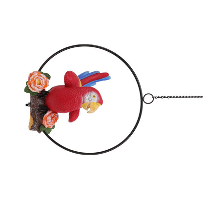 Hanging Iron Ring Parrots Resin Waterproof Exquisite Garden Hanging Parrot Statue Decor for Courtyard Balcony V1294-YM0512-3111220286911