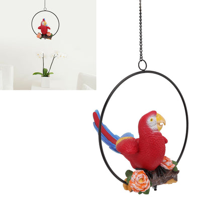 Hanging Iron Ring Parrots Resin Waterproof Exquisite Garden Hanging Parrot Statue Decor for Courtyard Balcony V1294-YM0512-3111220286911