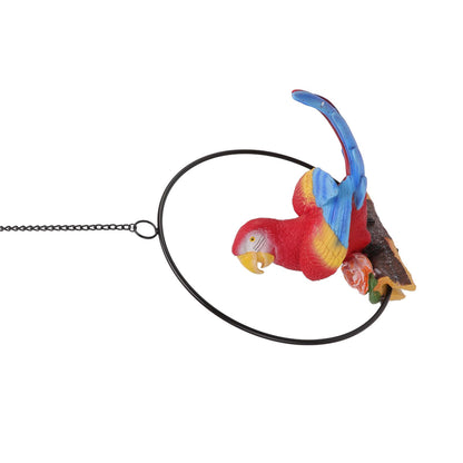 Hanging Iron Ring Parrots Resin Waterproof Exquisite Garden Hanging Parrot Statue Decor for Courtyard Balcony V1294-YM0512-3111220286911