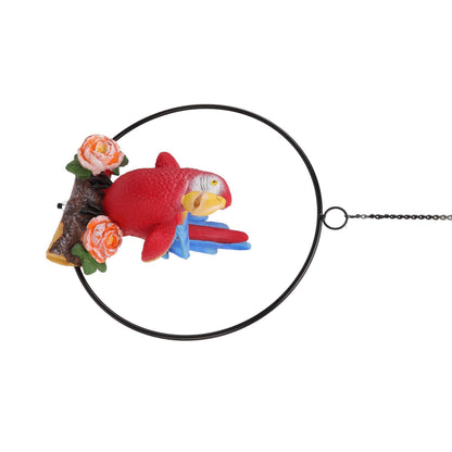 Hanging Iron Ring Parrots Resin Waterproof Exquisite Garden Hanging Parrot Statue Decor for Courtyard Balcony V1294-YM0512-3111220286911