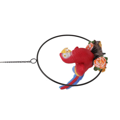 Hanging Iron Ring Parrots Resin Waterproof Exquisite Garden Hanging Parrot Statue Decor for Courtyard Balcony V1294-YM0512-3111220286911