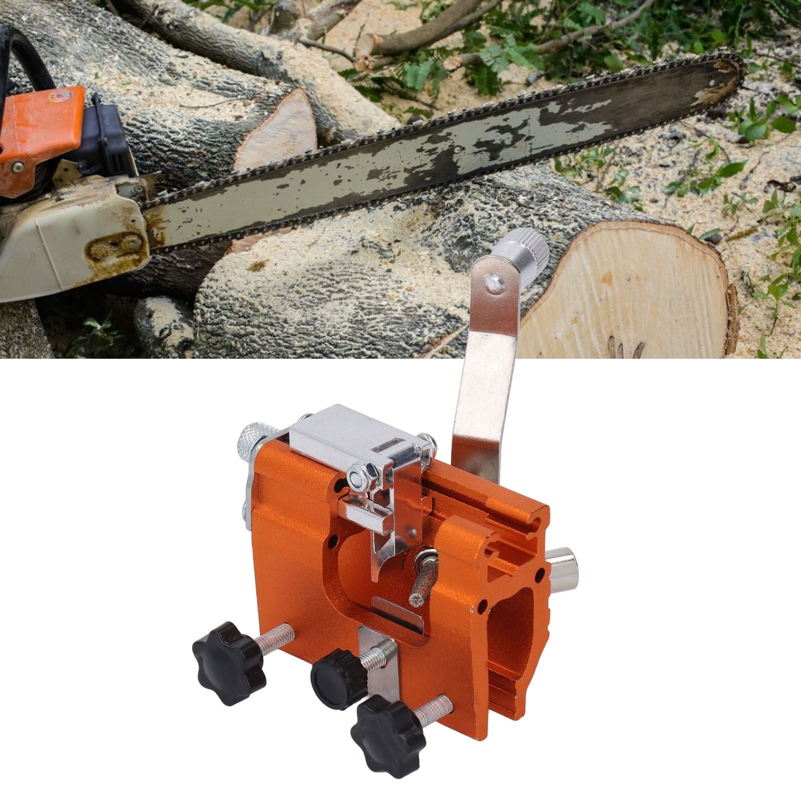 Portable Crank Chainsaw Sharpening Jig Stainless Steel Chainsaw Tooth Blade Grinder Precise Sharpening Kit V1294-YM0512-3111220287611