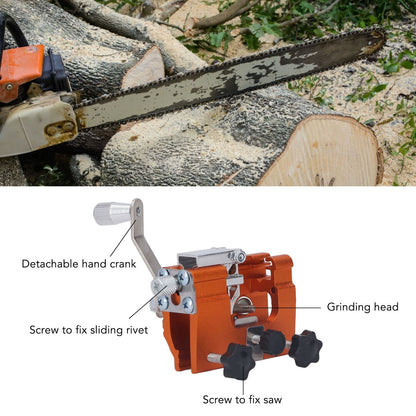 Portable Crank Chainsaw Sharpening Jig Stainless Steel Chainsaw Tooth Blade Grinder Precise Sharpening Kit V1294-YM0512-3111220287611