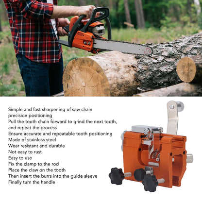 Portable Crank Chainsaw Sharpening Jig Stainless Steel Chainsaw Tooth Blade Grinder Precise Sharpening Kit V1294-YM0512-3111220287611
