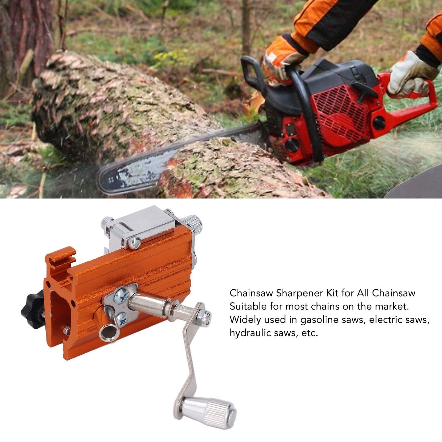 Portable Crank Chainsaw Sharpening Jig Stainless Steel Chainsaw Tooth Blade Grinder Precise Sharpening Kit V1294-YM0512-3111220287611