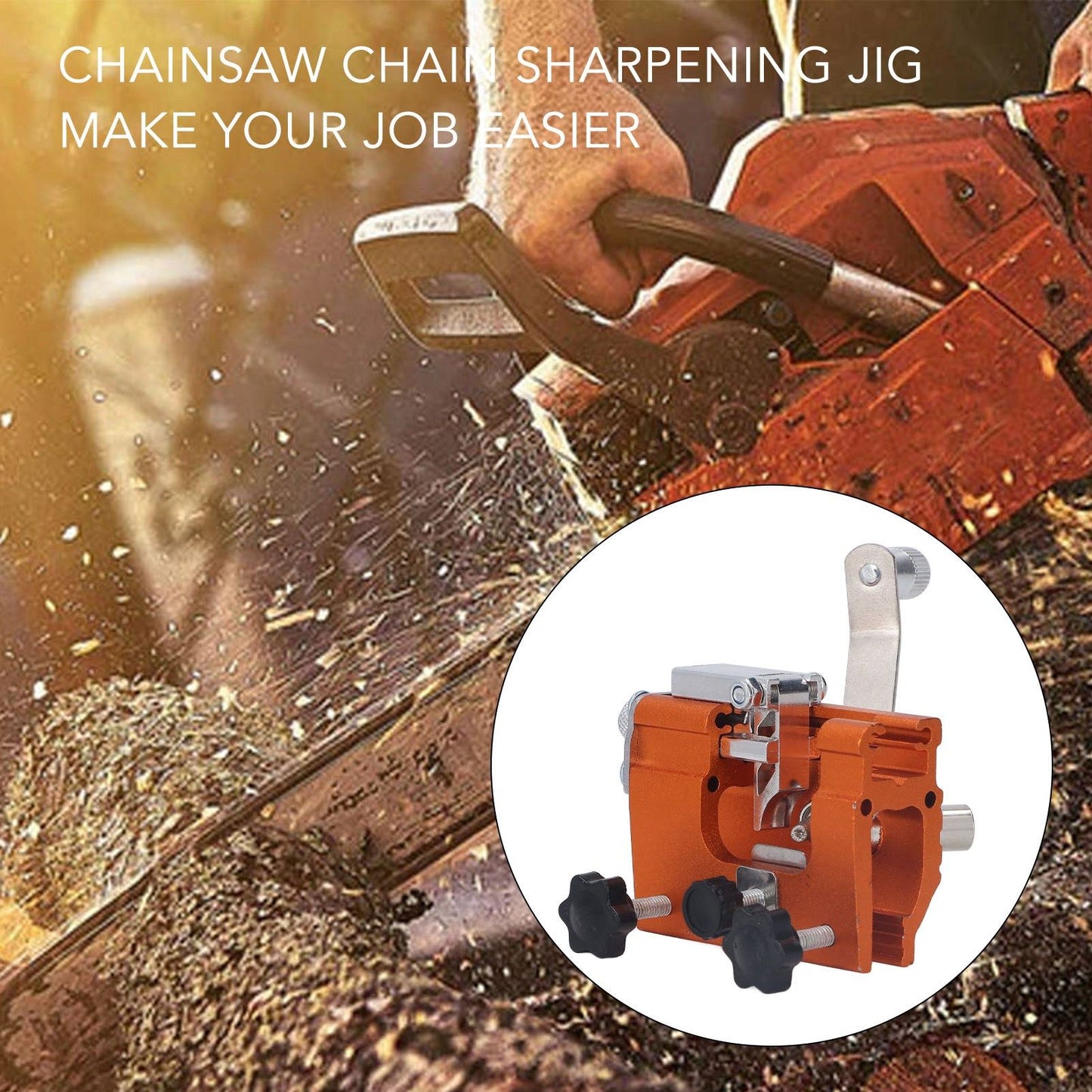 Portable Crank Chainsaw Sharpening Jig Stainless Steel Chainsaw Tooth Blade Grinder Precise Sharpening Kit V1294-YM0512-3111220287611