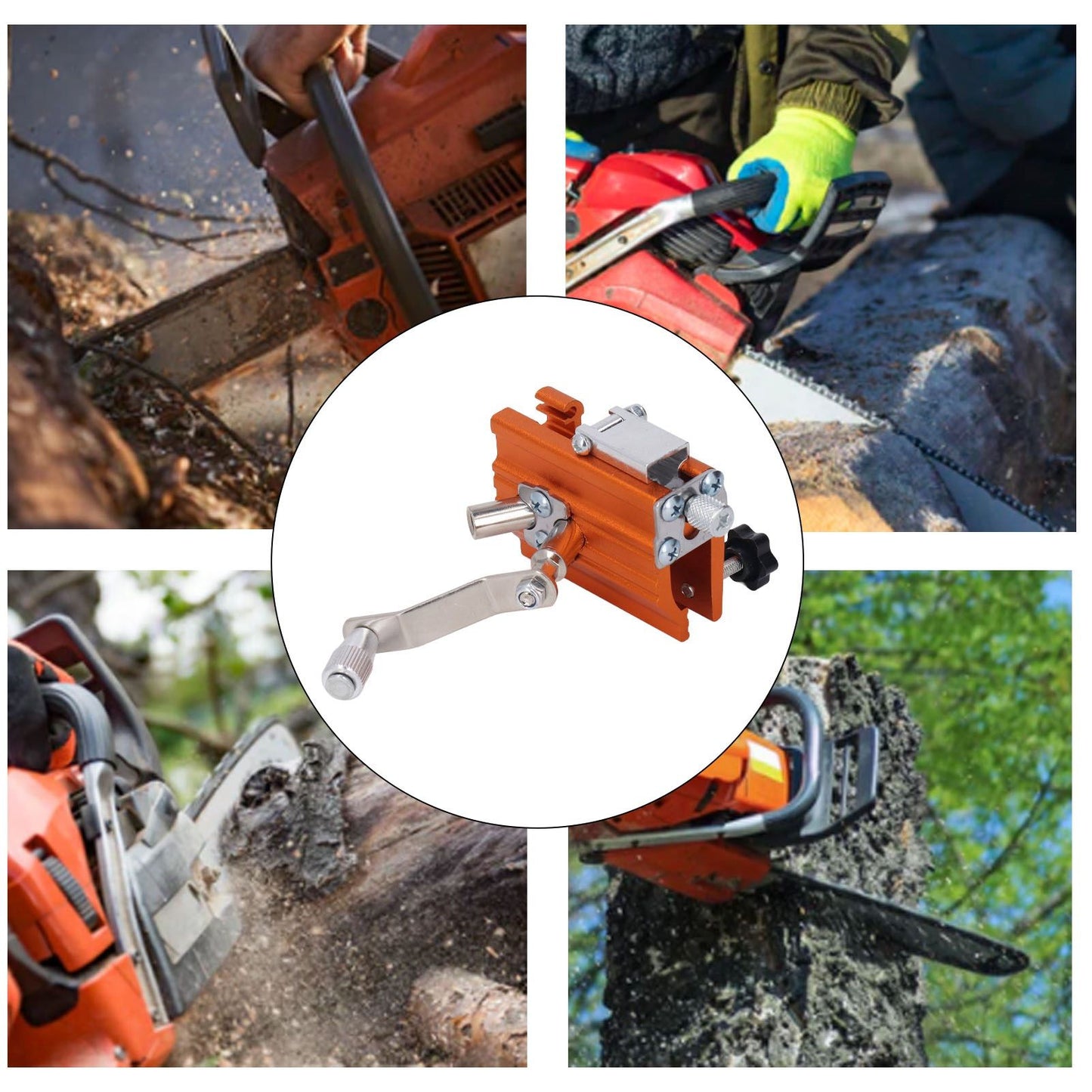 Portable Crank Chainsaw Sharpening Jig Stainless Steel Chainsaw Tooth Blade Grinder Precise Sharpening Kit V1294-YM0512-3111220287611