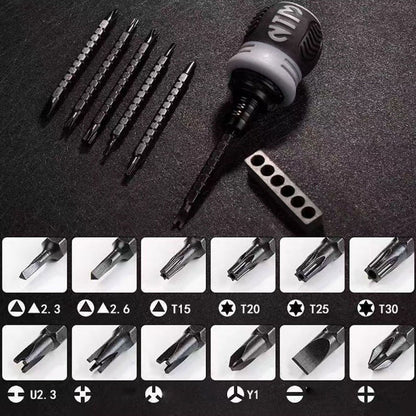 13 in 1 Mini Ratchet Screwdriver Bit Set Telescopic Labor Saving Screwdriver Handle with 6pcs Dual Purpose V1294-YM0512-3111220288811