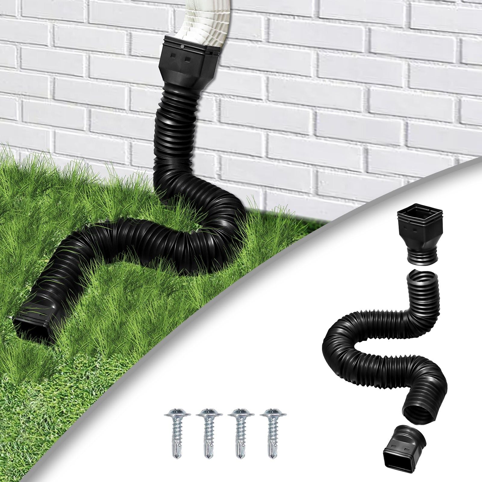 Rain Gutter Downspout Extensions Flexible Universal Drain Downspout Extender Drainage Connector Extendable V1294-YM0512-3111220289511