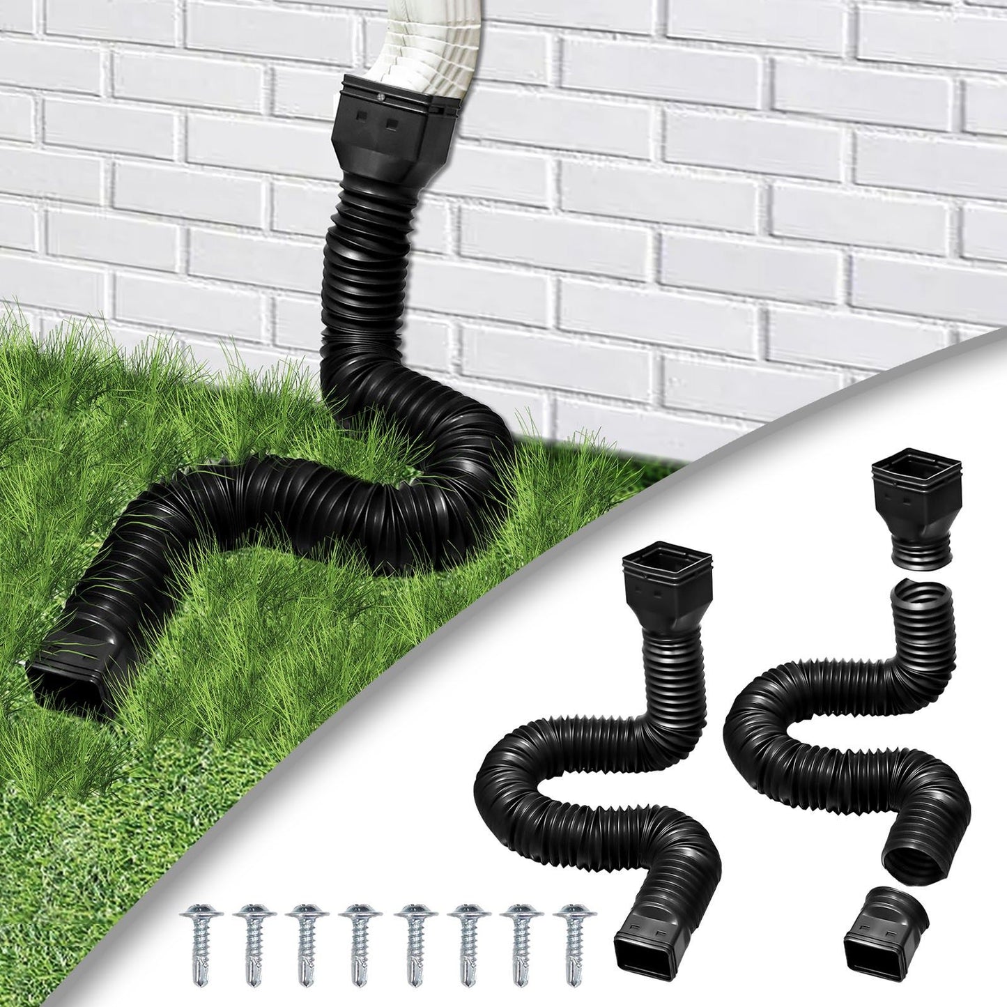 Rain Gutter Downspout Extensions Flexible Universal Drain Downspout Extender Drainage Connector Extendable V1294-YM0512-3111220289511