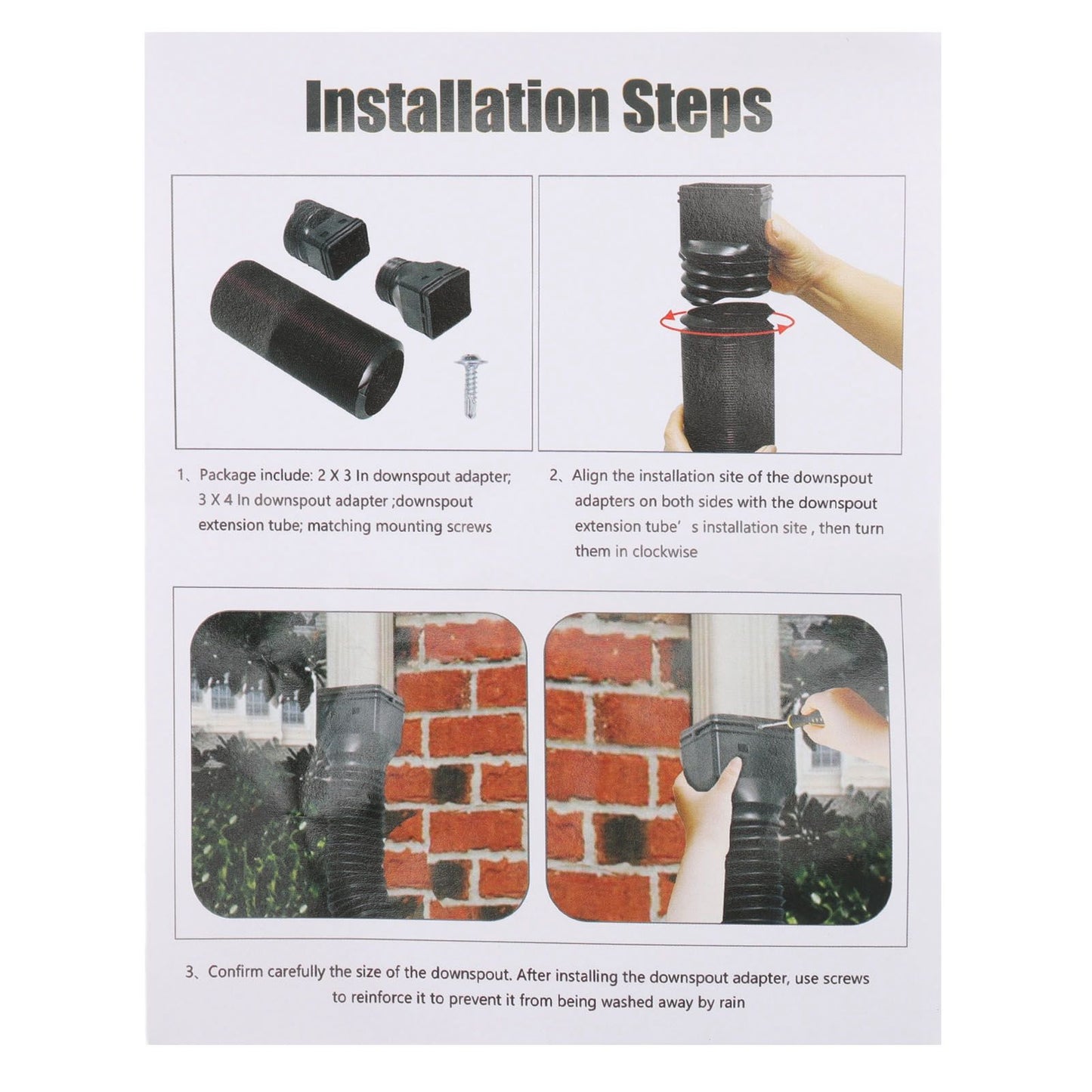 Rain Gutter Downspout Extensions Flexible Universal Drain Downspout Extender Drainage Connector Extendable V1294-YM0512-3111220289511