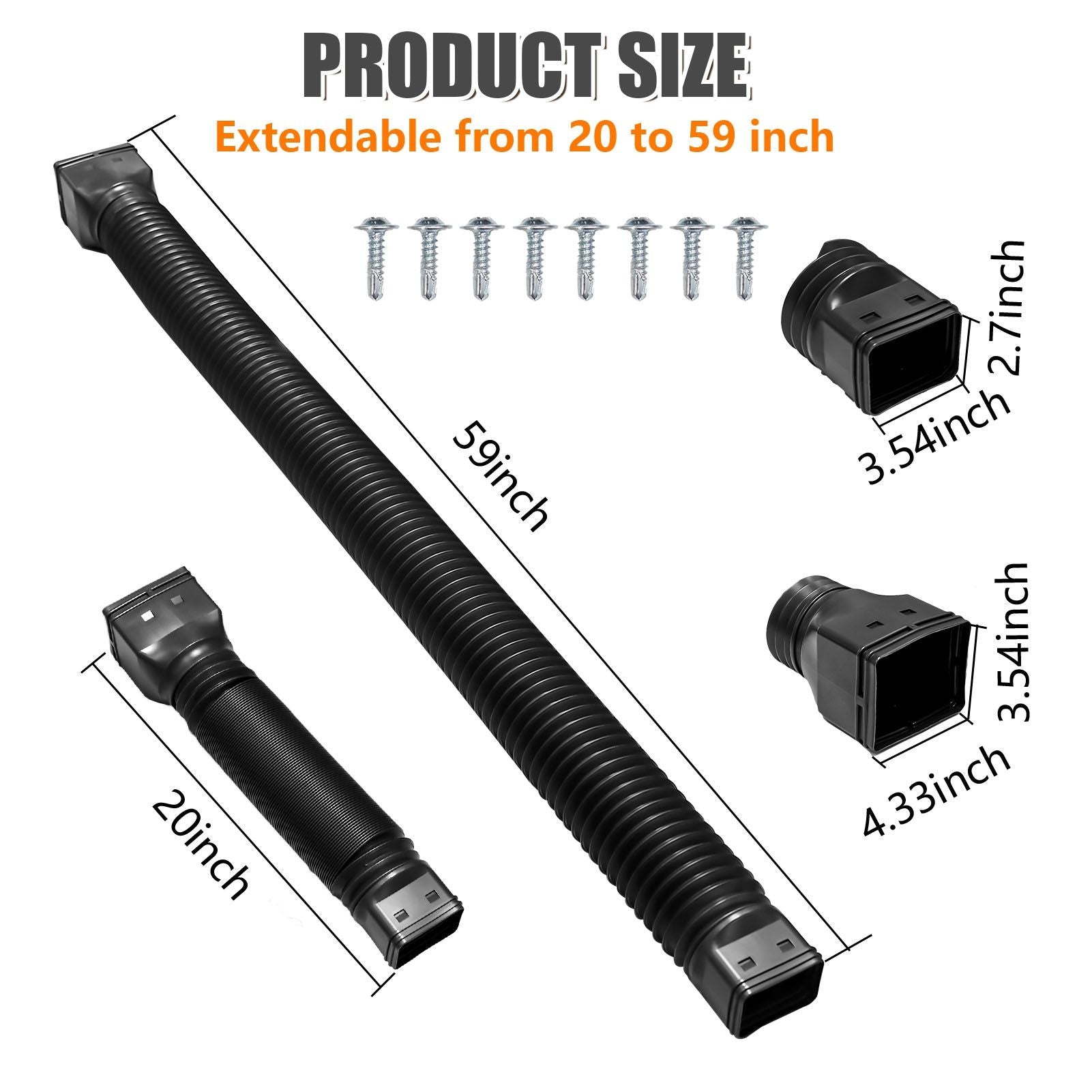 Rain Gutter Downspout Extensions Flexible Universal Drain Downspout Extender Drainage Connector Extendable V1294-YM0512-3111220289511