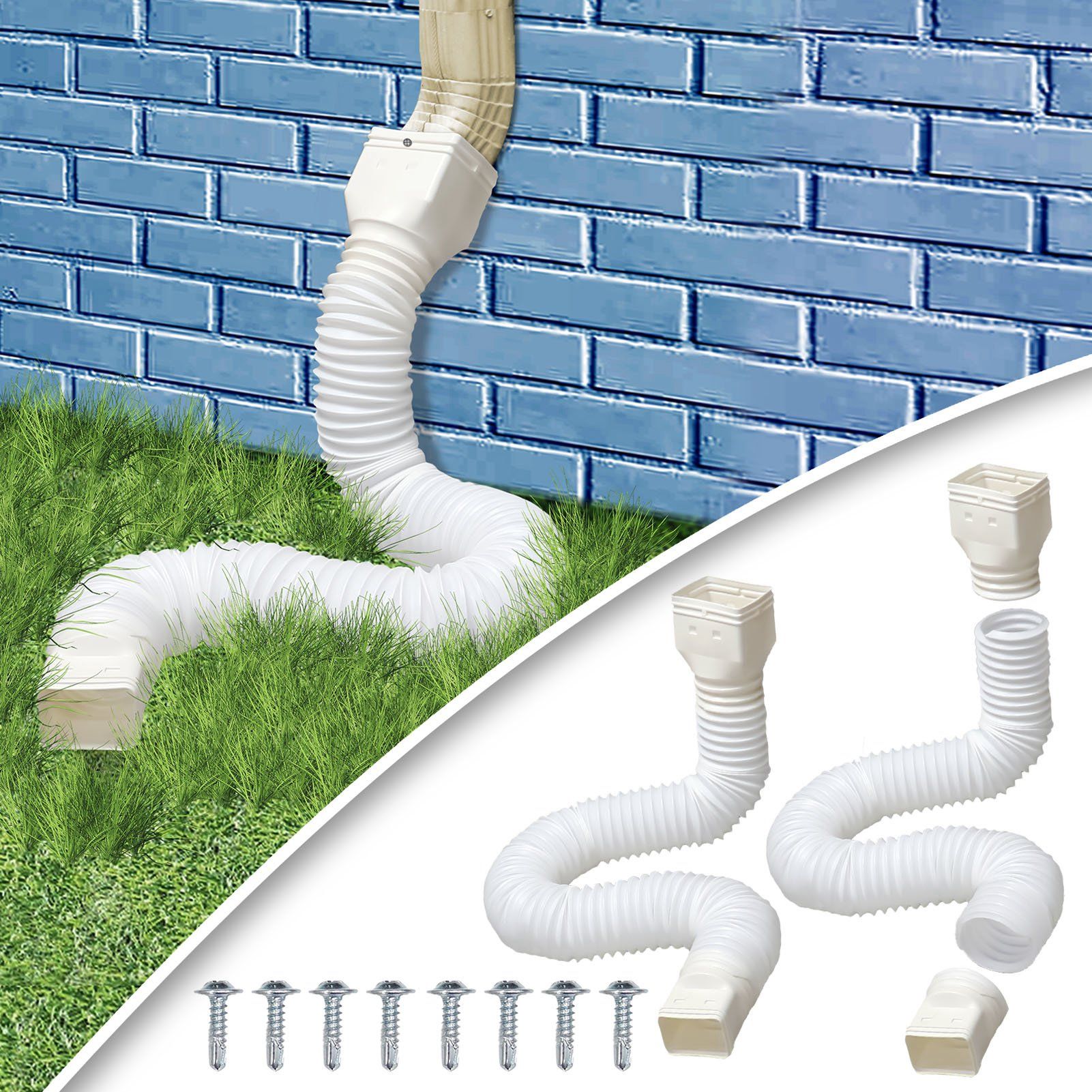 Rain Gutter Downspout Extensions Flexible Universal Drain Downspout Extender Drainage Connector Extendable V1294-YM0512-3111220289512