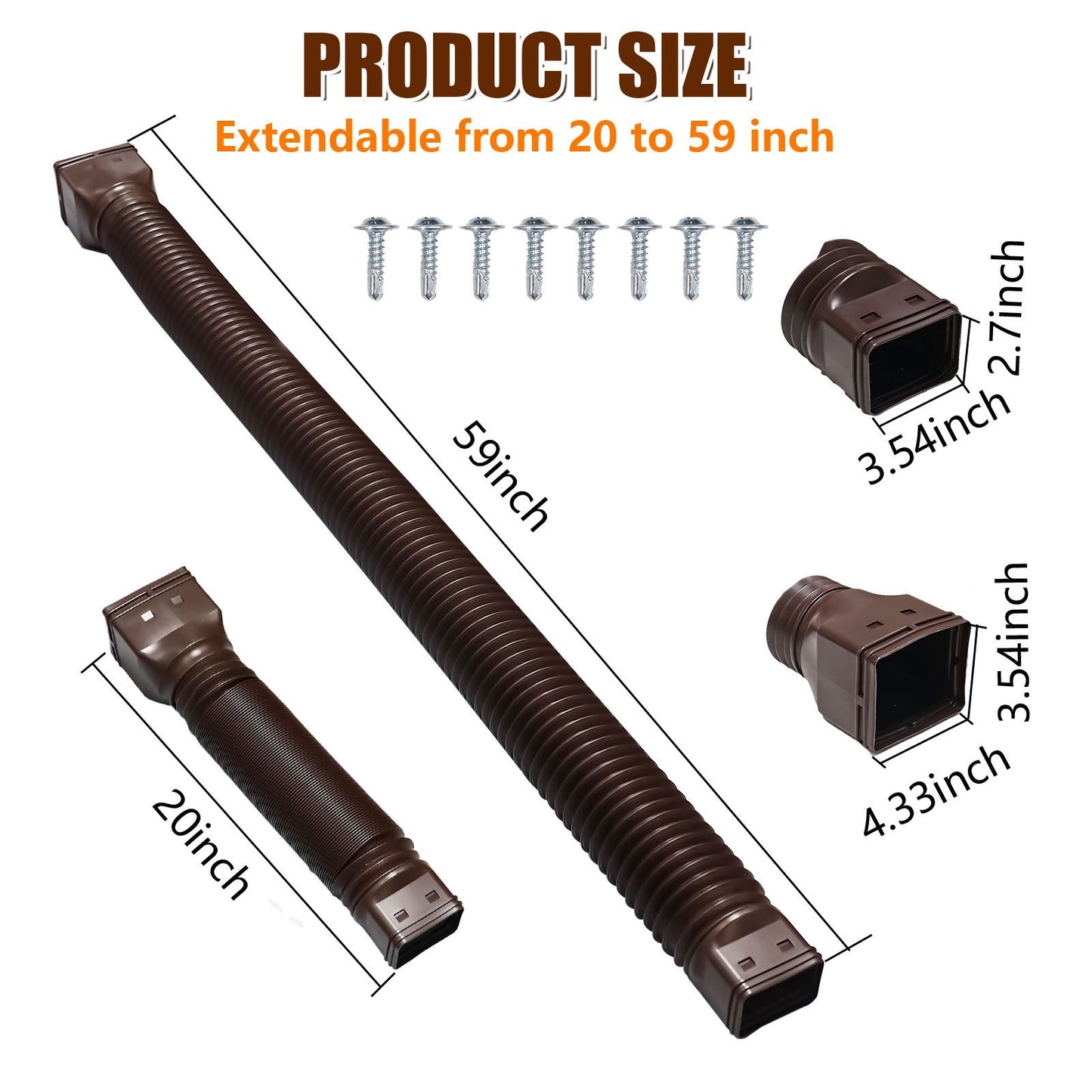 Rain Gutter Downspout Extensions Flexible Universal Drain Downspout Extender Drainage Connector Extendable V1294-YM0512-3111220289513