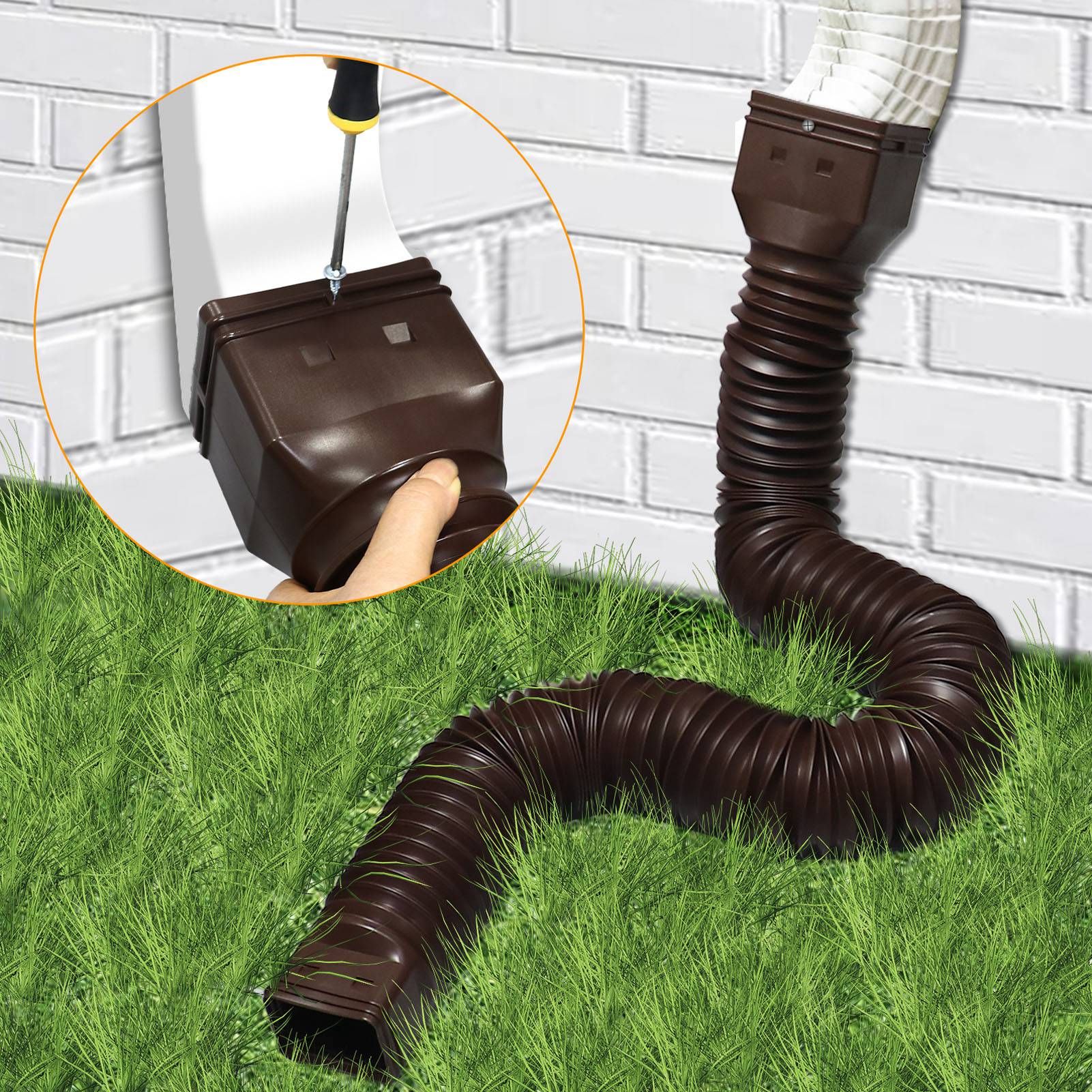 Rain Gutter Downspout Extensions Flexible Universal Drain Downspout Extender Drainage Connector Extendable V1294-YM0512-3111220289513