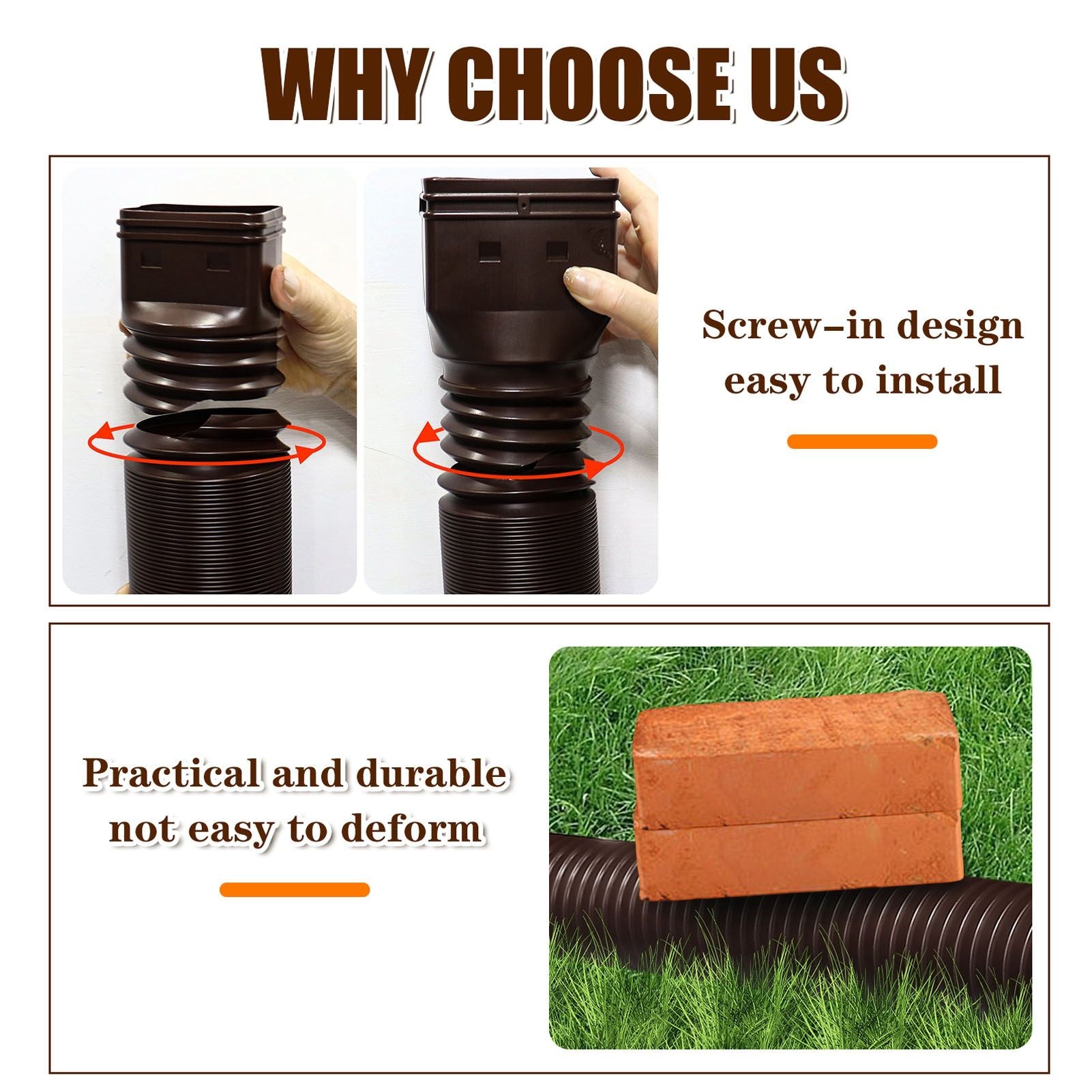 Rain Gutter Downspout Extensions Flexible Universal Drain Downspout Extender Drainage Connector Extendable V1294-YM0512-3111220289513