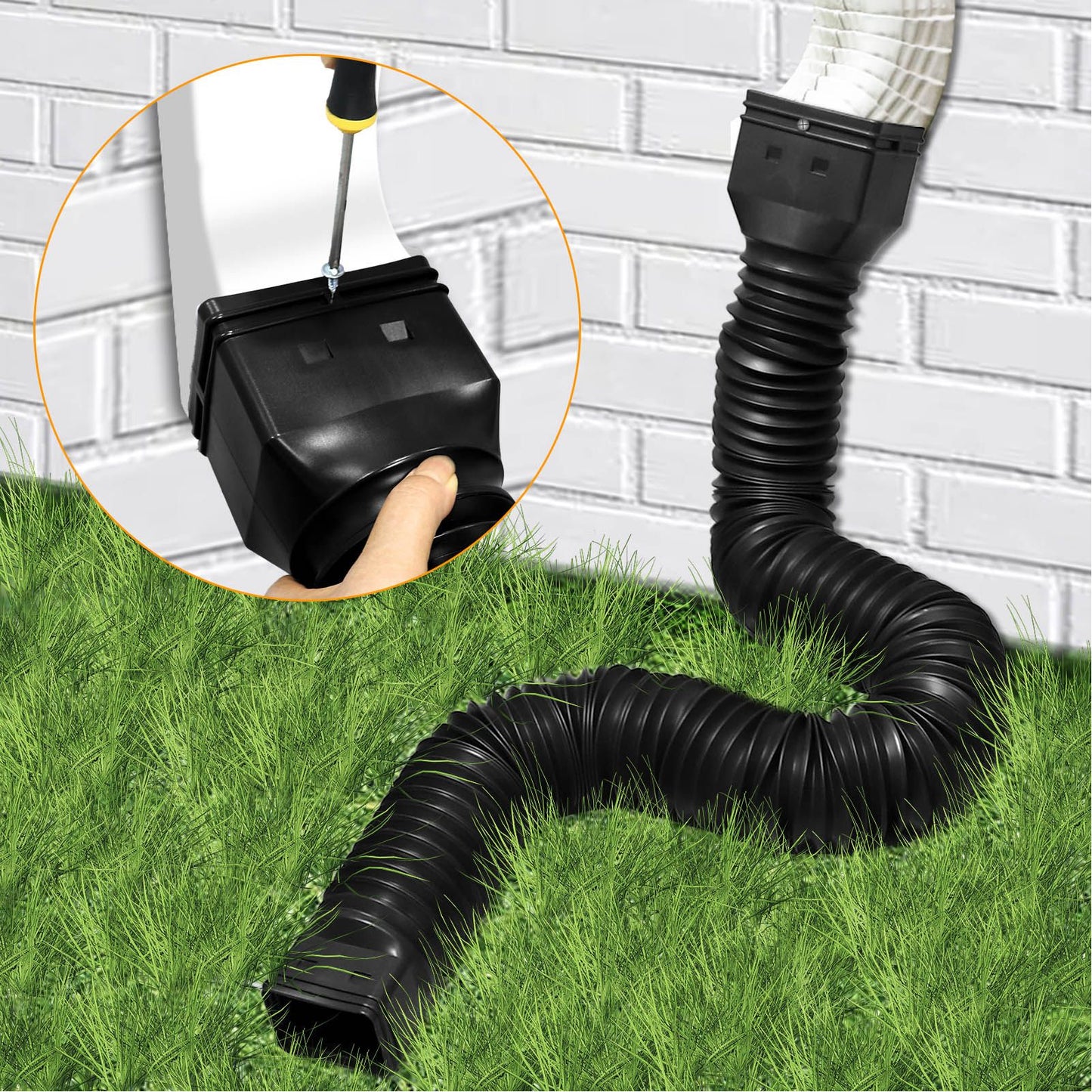 Downspout Extender Retractable Rain Gutter Drainage Pipe Down Spout Drain Extensions Black V1294-YM0512-3111220289711