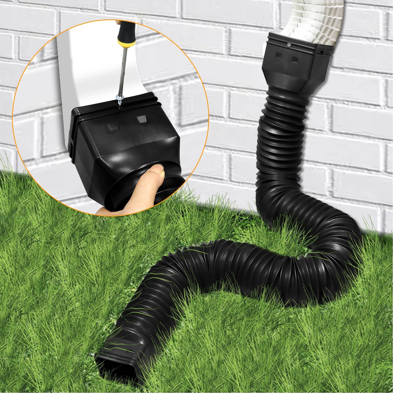 Downspout Extender Retractable Rain Gutter Drainage Pipe Down Spout Drain Extensions Black V1294-YM0512-3111220289711