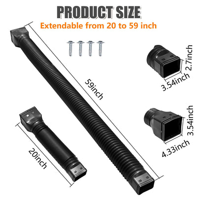 Downspout Extender Retractable Rain Gutter Drainage Pipe Down Spout Drain Extensions Black V1294-YM0512-3111220289711