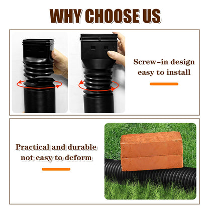 Downspout Extender Retractable Rain Gutter Drainage Pipe Down Spout Drain Extensions Black V1294-YM0512-3111220289711