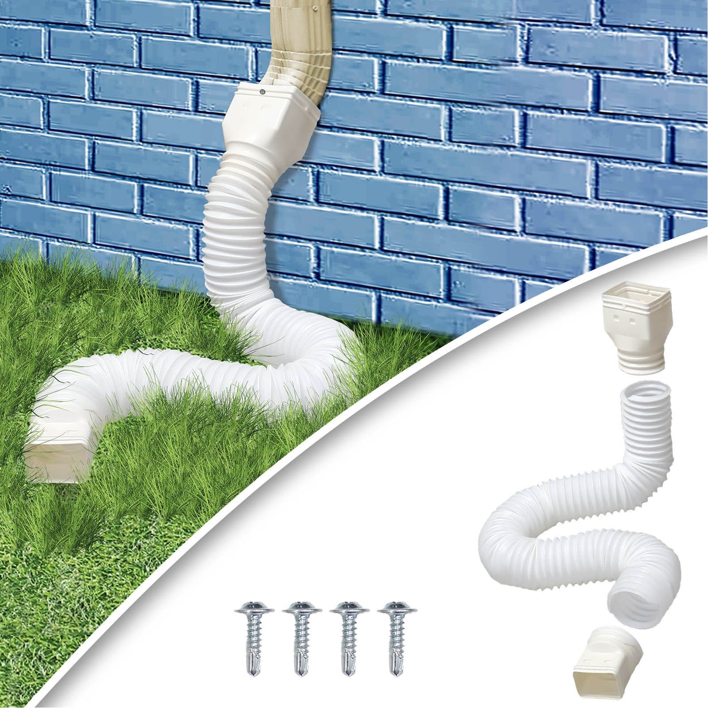 Downspout Extender Retractable Rain Gutter Drainage Pipe Down Spout Drain Extensions White V1294-YM0512-3111220289712