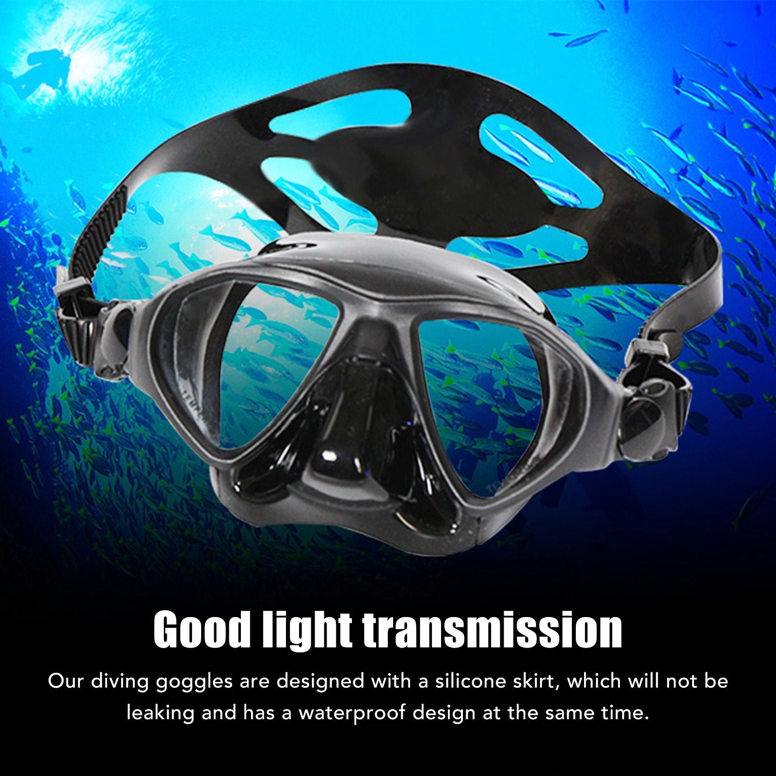 Diving Face Goggles Cover No Leakage Wide View Safe Tempered Glass Snorkeling Goggles V1294-YM0512-3111220289911