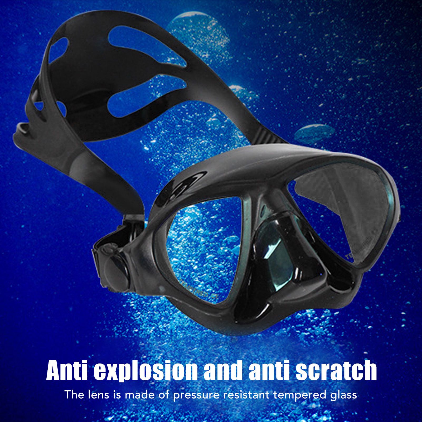 Diving Face Goggles Cover No Leakage Wide View Safe Tempered Glass Snorkeling Goggles V1294-YM0512-3111220289911