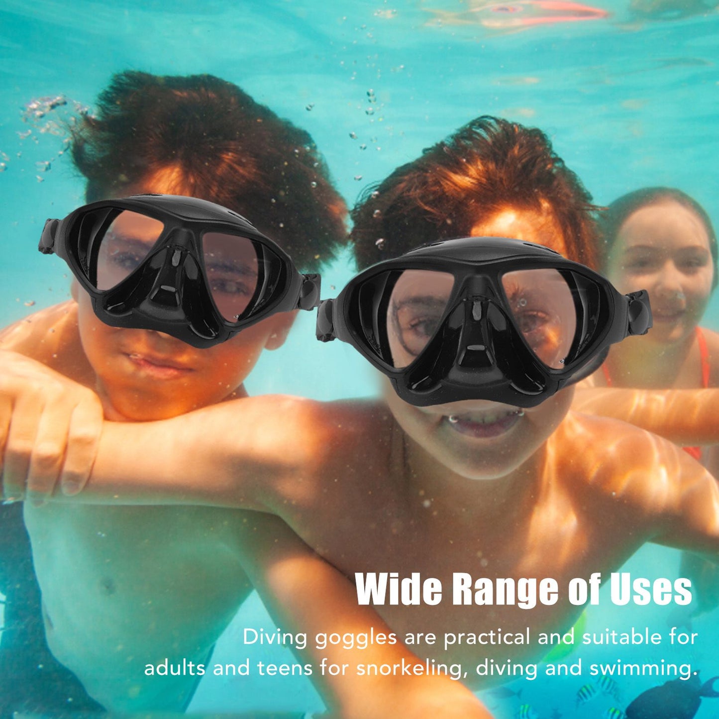 Diving Face Goggles Cover No Leakage Wide View Safe Tempered Glass Snorkeling Goggles V1294-YM0512-3111220289911